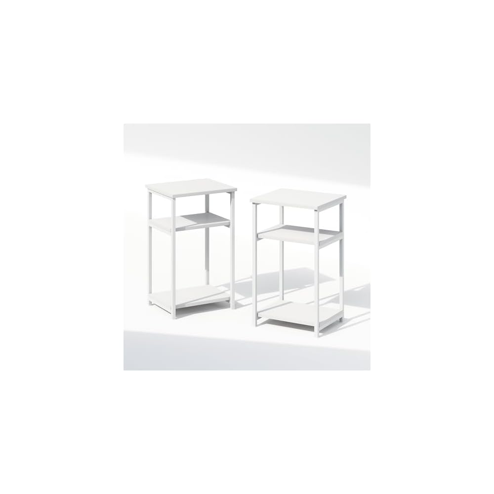 Furinno Turn-N-Tube 2-stöckiges Design mit offenem Regal, werkzeuglos montierbarer quadratischer Nachttisch, Beistelltisch, Seitentisch, für Schlafzimmer, Kleiderschrank, Wohnzimmer, Dunkle Kirsche