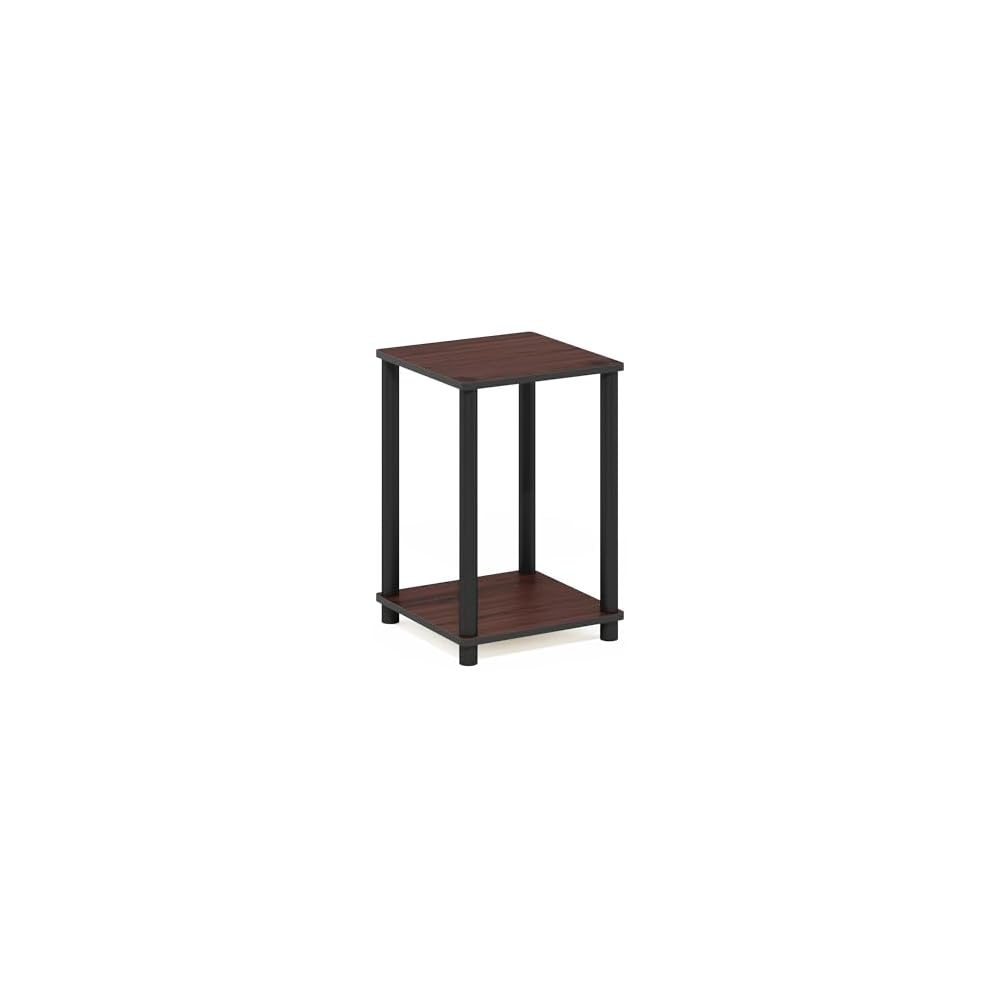 Furinno Turn-N-Tube 2-stöckiges Design mit offenem Regal, werkzeuglos montierbarer quadratischer Nachttisch, Beistelltisch, Seitentisch, für Schlafzimmer, Kleiderschrank, Wohnzimmer, Dunkle Kirsche