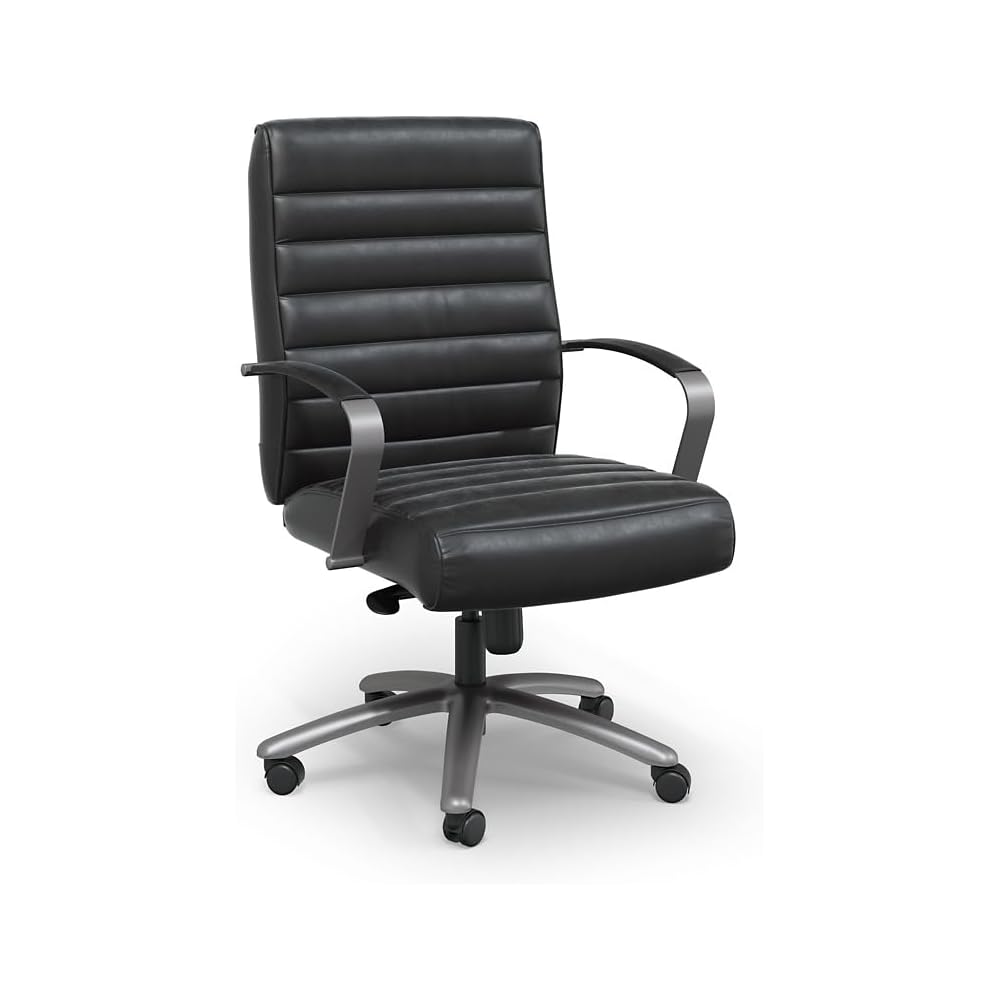 NBF Chair Mid-Back Executive Faux Leather Seating with Swivel Base, Brown