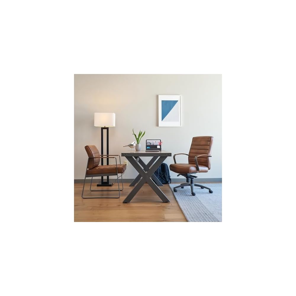 NBF Chair Mid-Back Executive Faux Leather Seating with Swivel Base, Brown