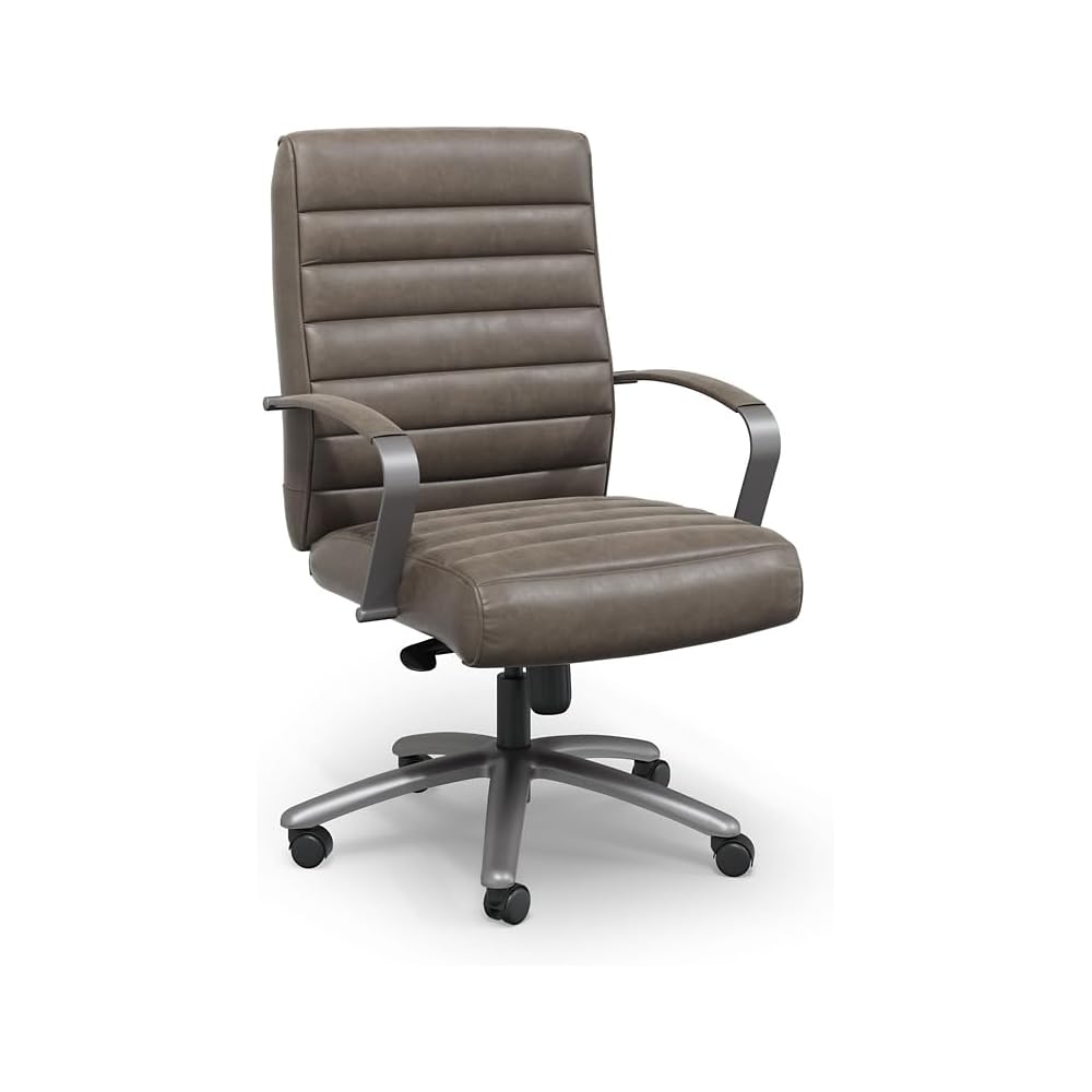 NBF Chair Mid-Back Executive Faux Leather Seating with Swivel Base, Brown
