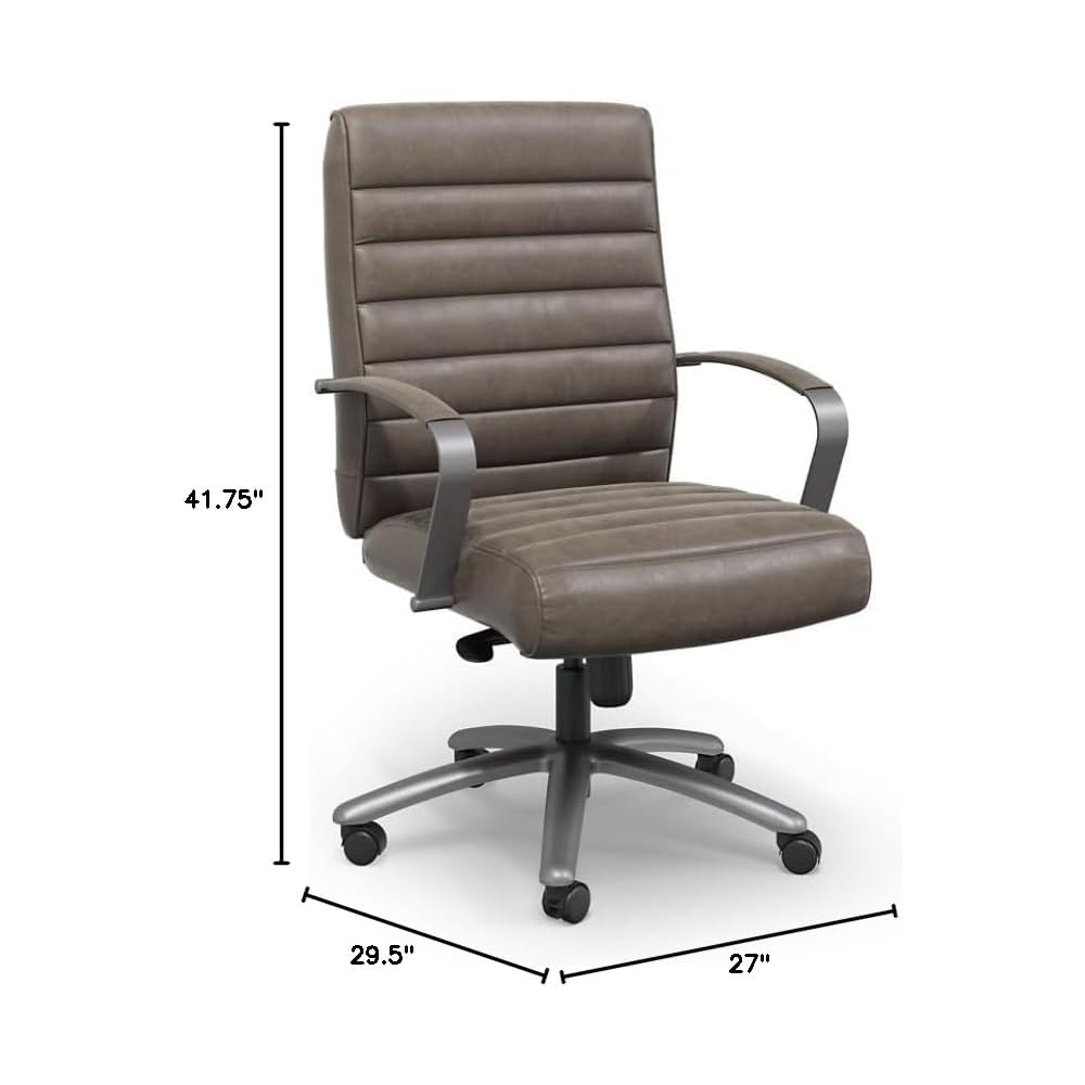 NBF Chair Mid-Back Executive Faux Leather Seating with Swivel Base, Brown