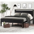 SHA CERLIN Full Size Bed Frame, Wooden Headboard and Footboard, Black Oak